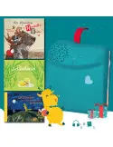 Coffret de lecture Bookinou avec 3 albums jeunesse papiers