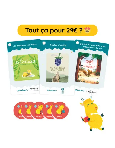 [PACK] Grandir avec mes héros animaux : 3 cartes à histoires et 5 gommettes